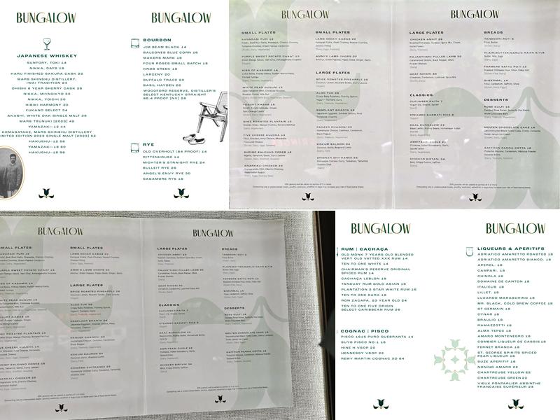 Bungalow Menu