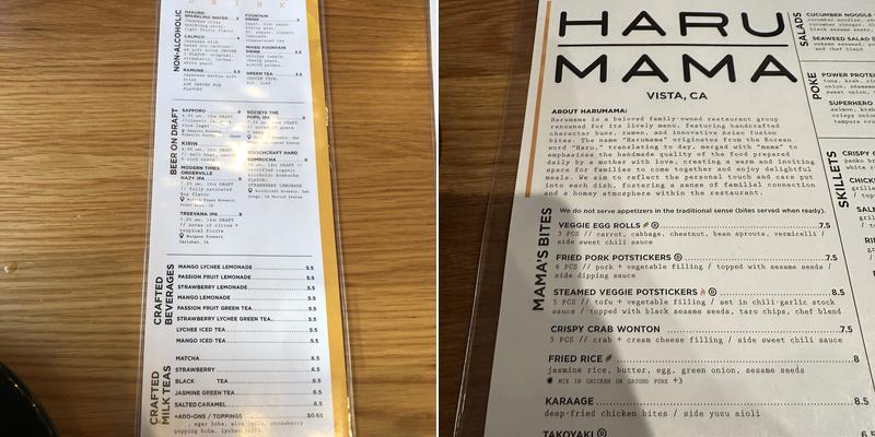 Harumama Menu