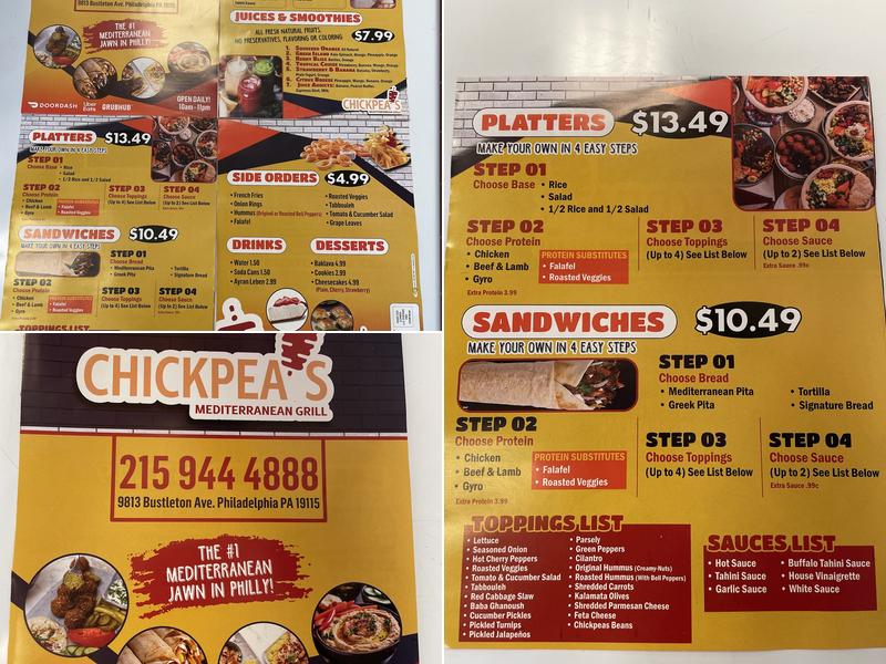 Chickpeas mediterranean grill Menu