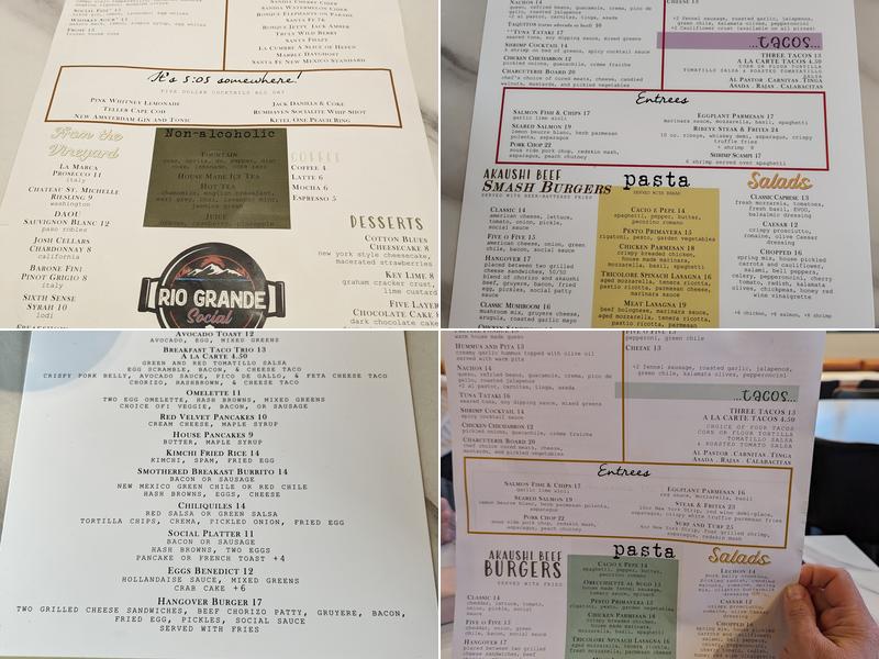 Rio Grande Social Menu