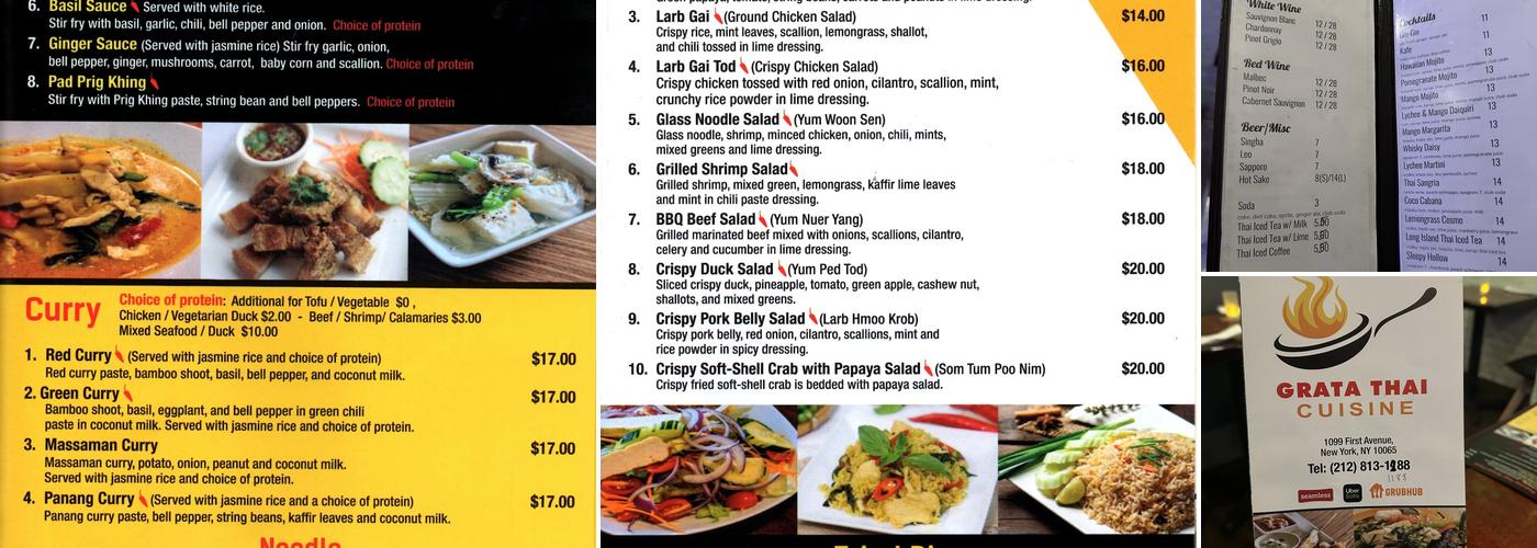 Grata Thai Cuisine Menu