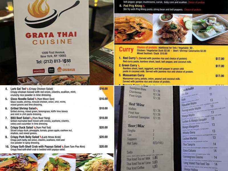 Grata Thai Cuisine Menu