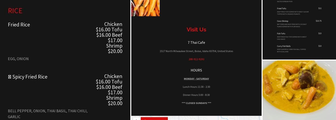 7 Thai Cafe Menu