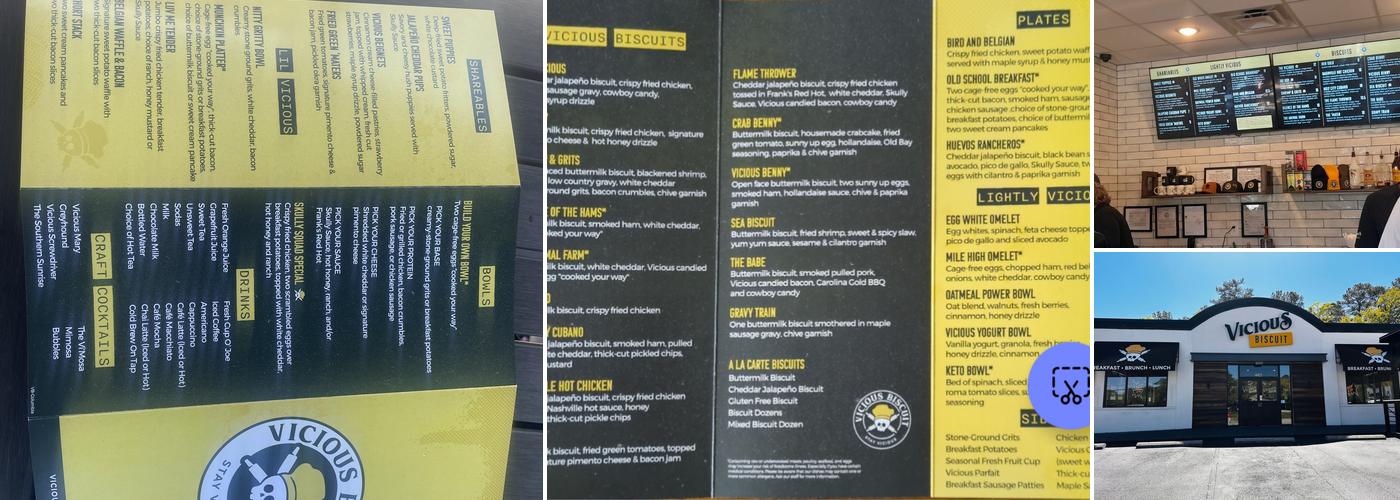 Vicious Biscuit Menu