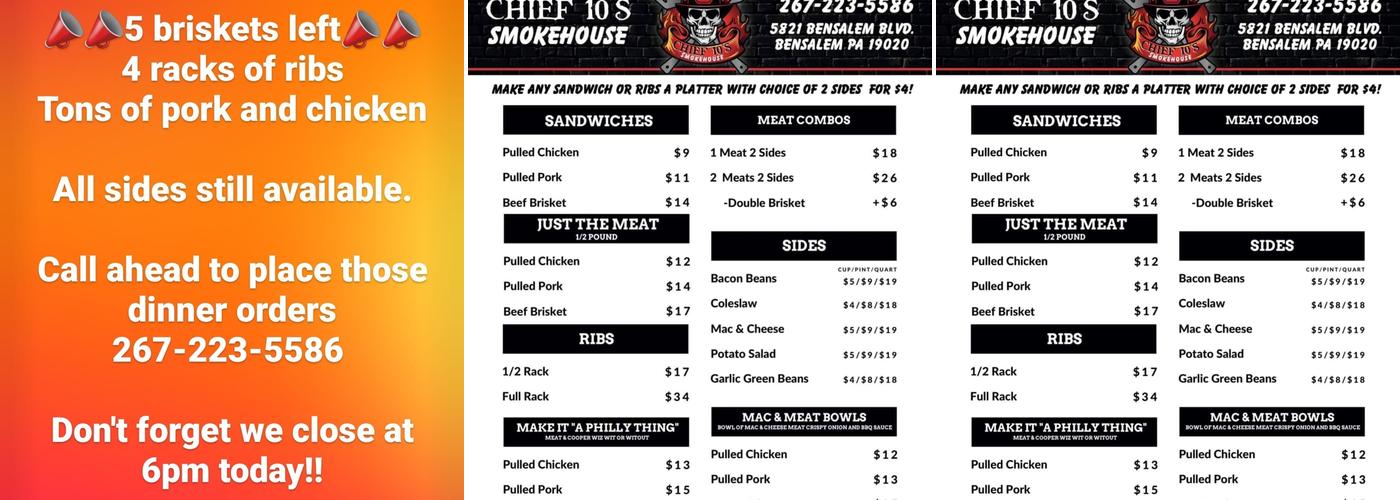 Chief 10's Smokehouse Menu