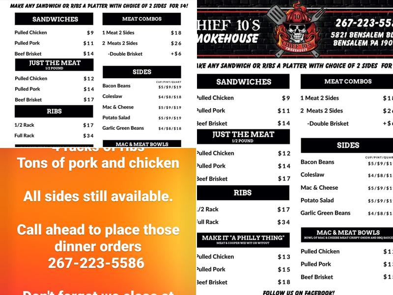 Chief 10's Smokehouse Menu