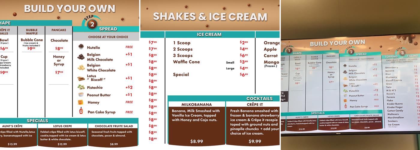 Crepe it Menu