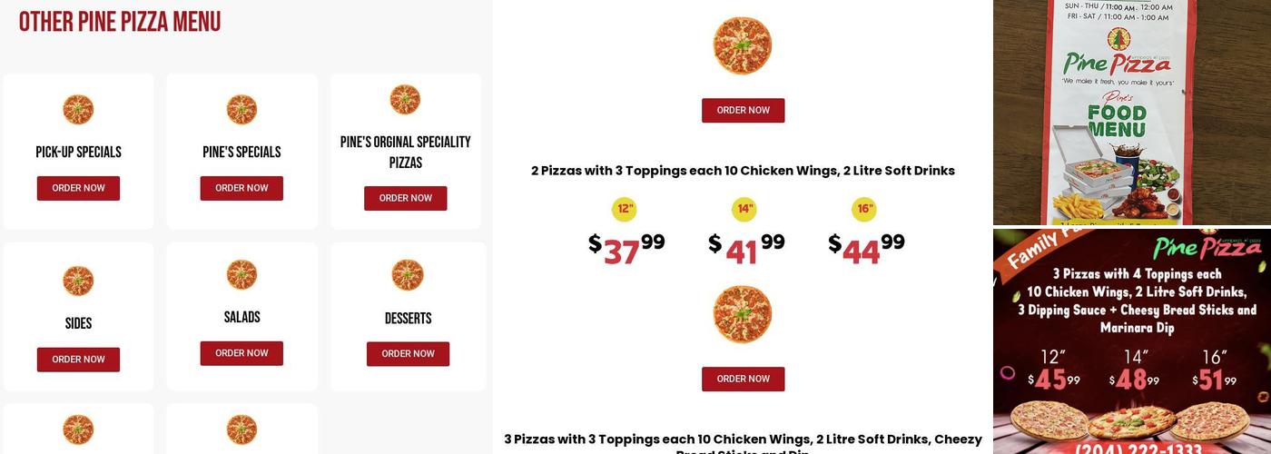 Pine Pizza Menu