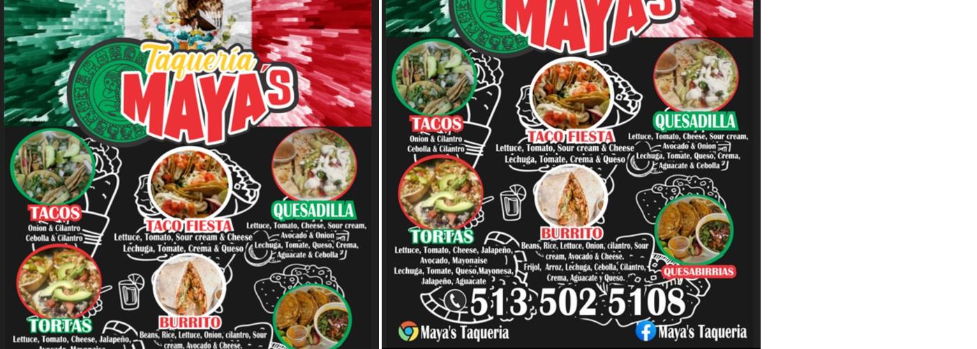Maya's Taqueria Menu