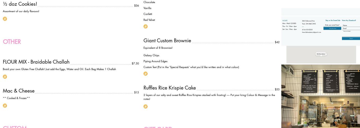 Wild Blue Bakery Menu