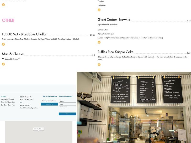 Wild Blue Bakery Menu