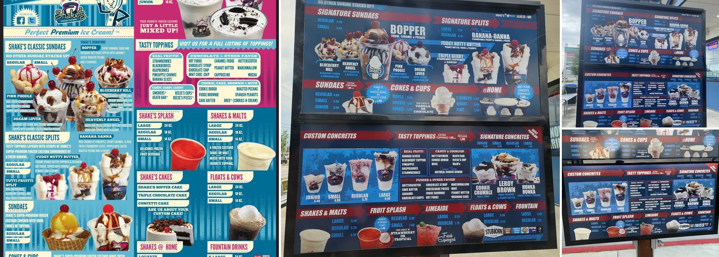 Shake's Frozen Custard Menu