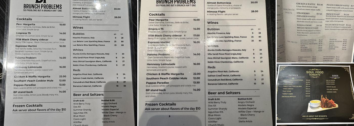 Brunch Problems Menu