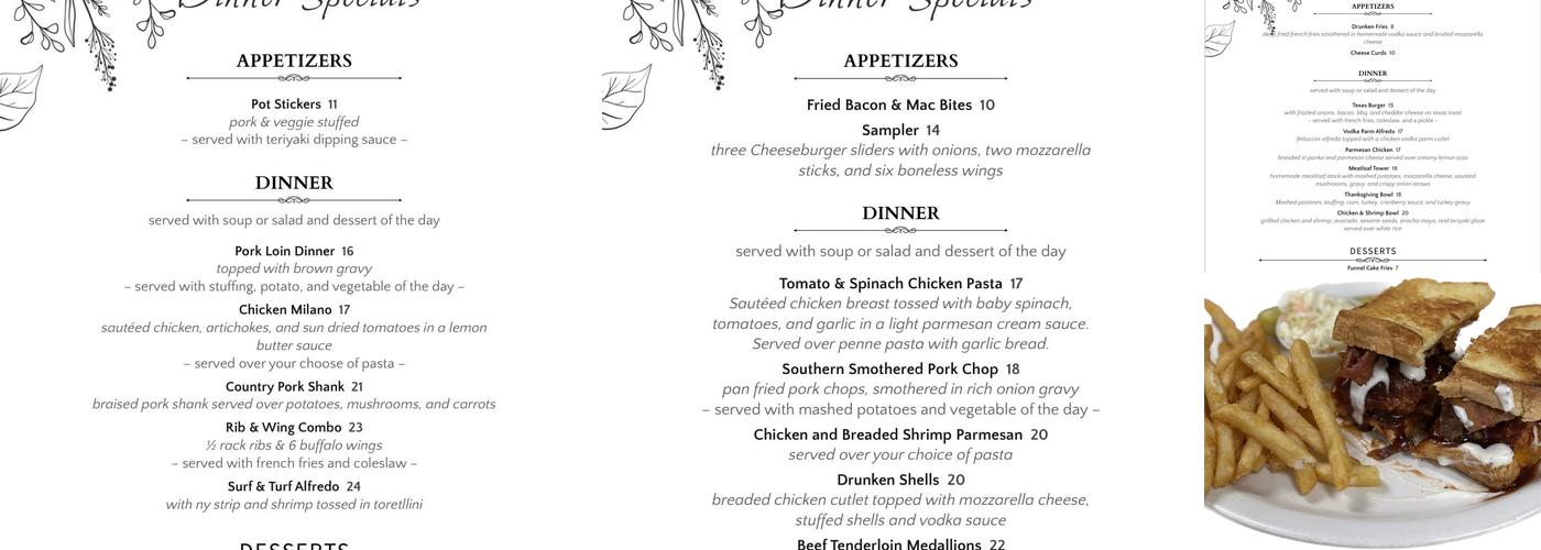 CJ's Menu