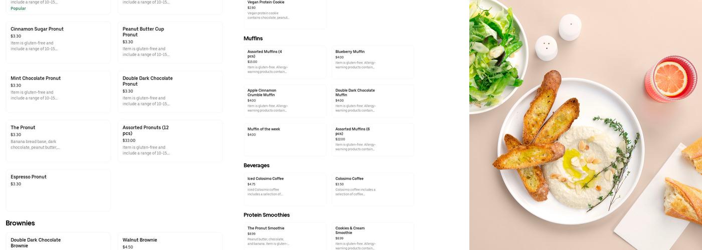 Pronuts WPG Menu