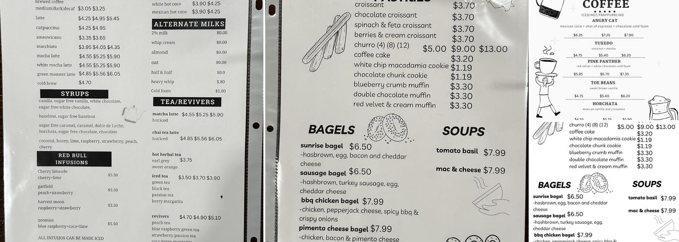 Black Cat Coffee House Menu