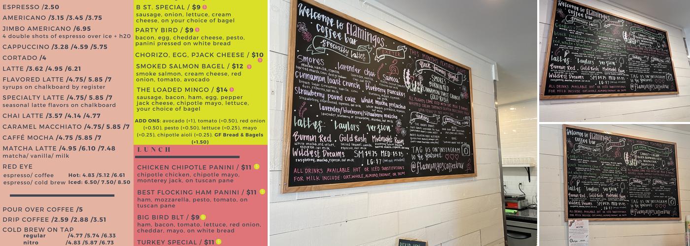 Flamingos Coffee Bar Menu
