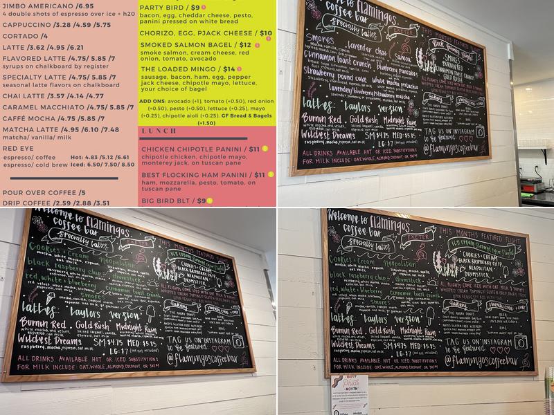 Flamingos Coffee Bar Menu