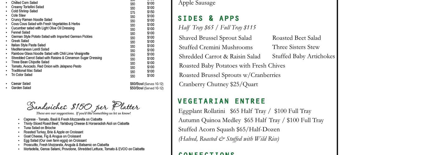 The Copper Kettle Menu