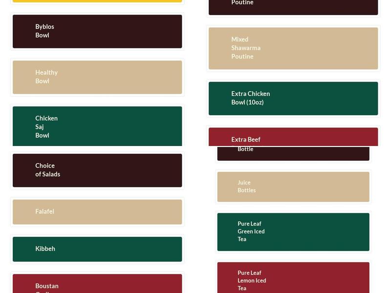 Restaurant Boustan Menu