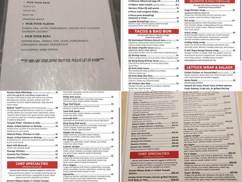 Tiger Mom Boba Bar Menu