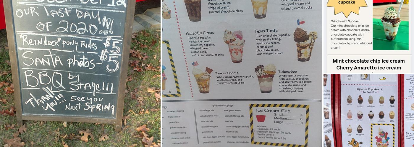 Red Bus Cupcakes Menu