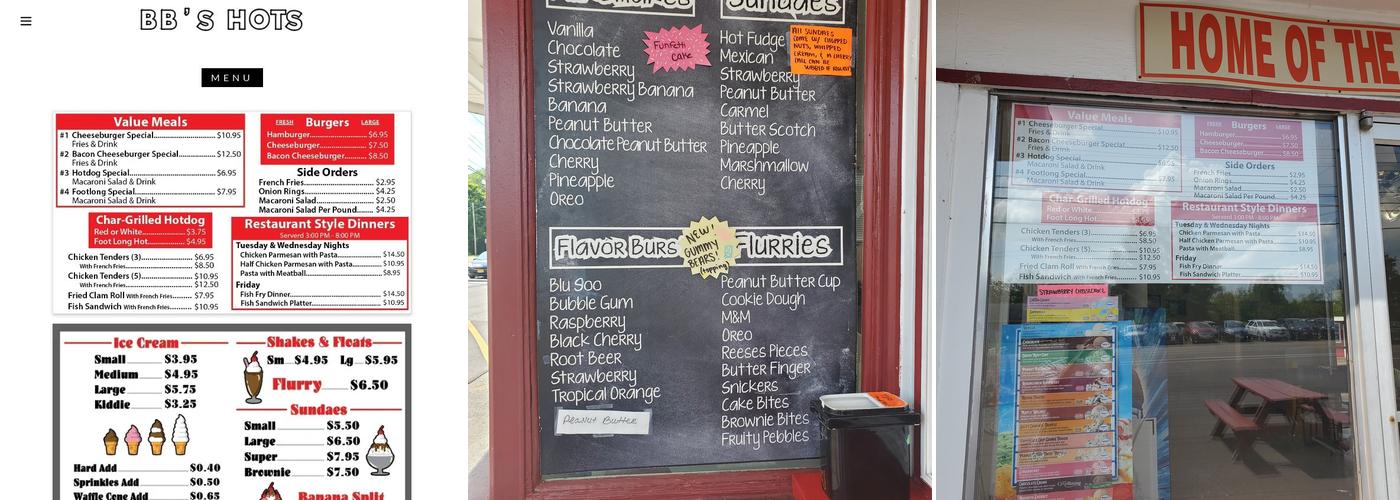 BB's Hot's Menu