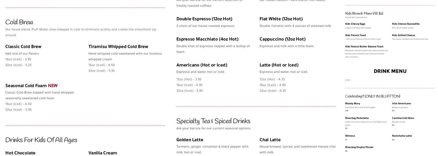 Corner Perk Hilton Head Menu