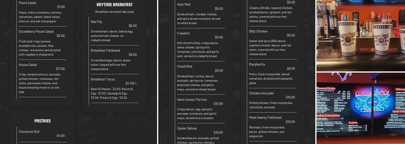 Classic Rock Coffee San Antonio Menu