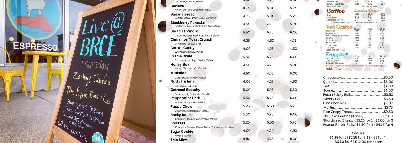 Big Rock Coffee & Events Menu