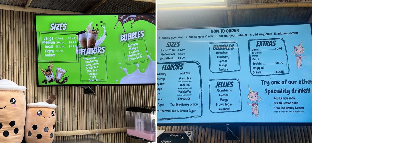 A Thousand Smiles Bubble Tea Menu