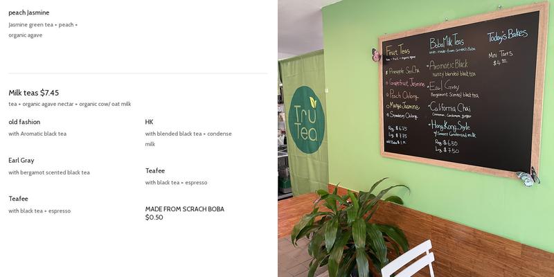 Tru Tea Menu