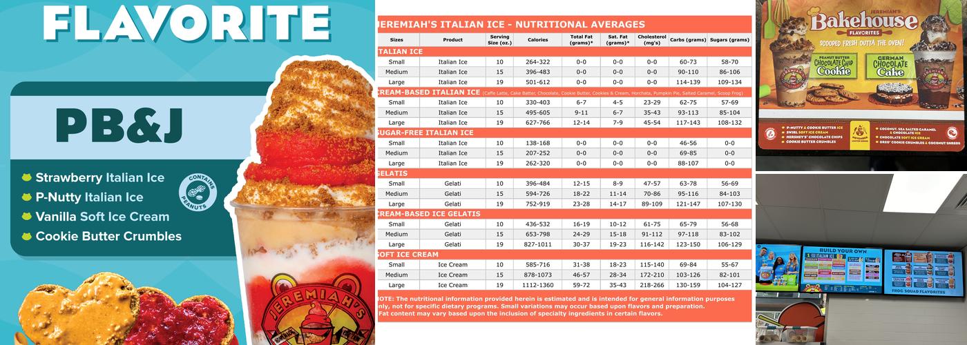 Jeremiah's Italian Ice Menu