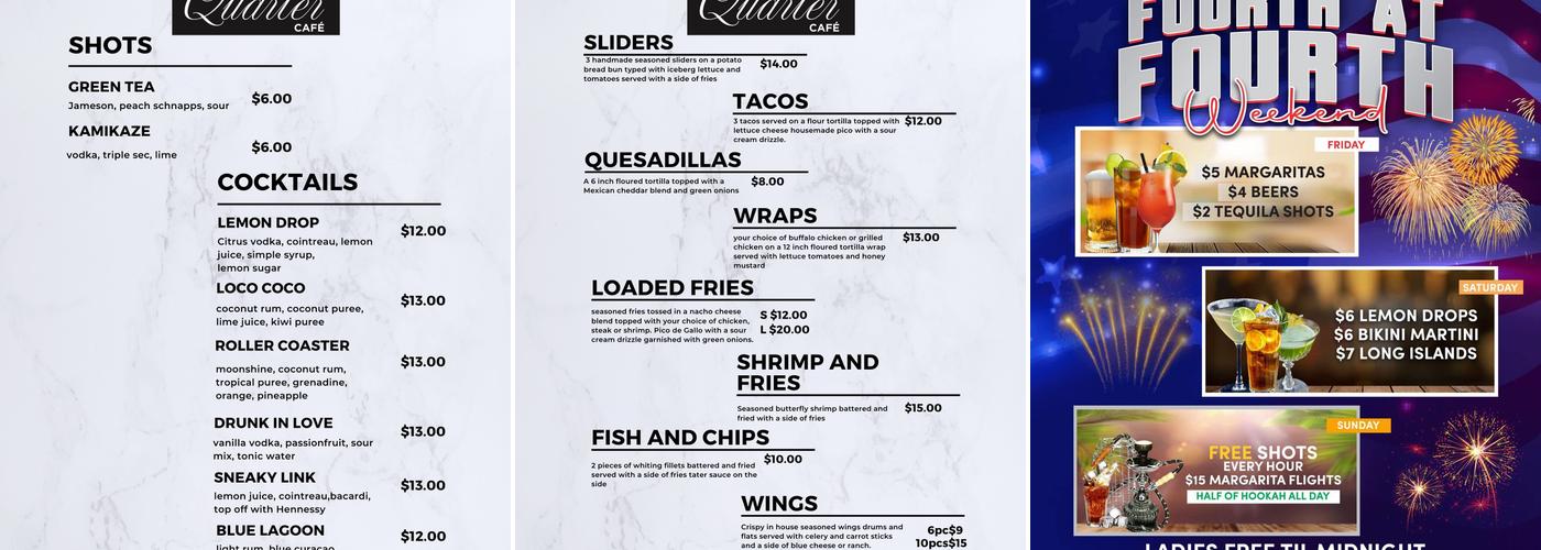 Fourth Quarter Cafe Menu