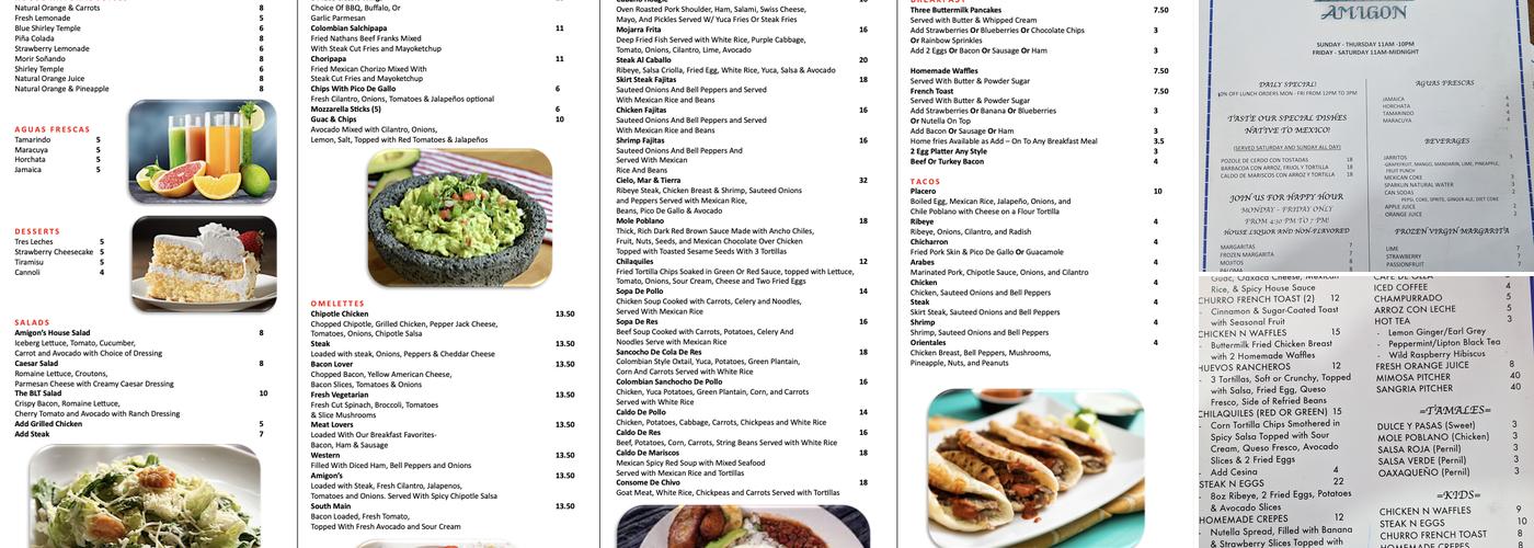 Amigon’s Diner Menu