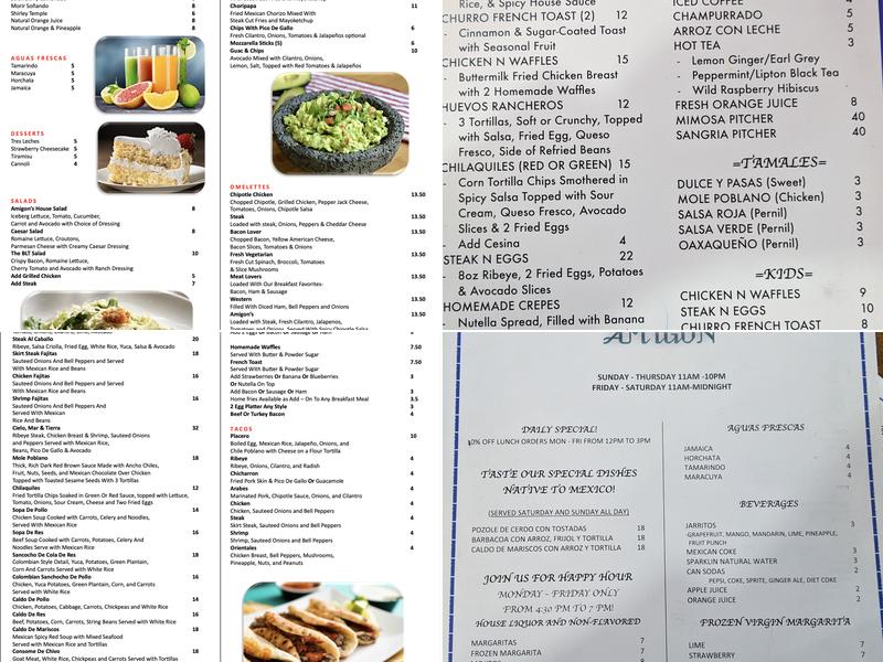 Amigon’s Diner Menu