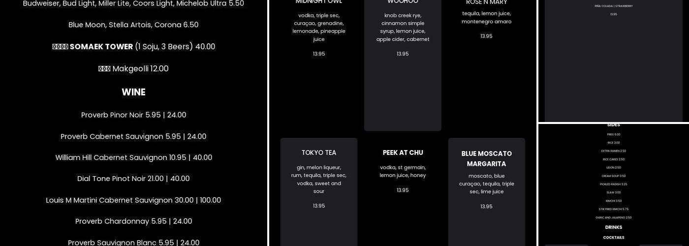 JMT Kitchen and Bar Menu