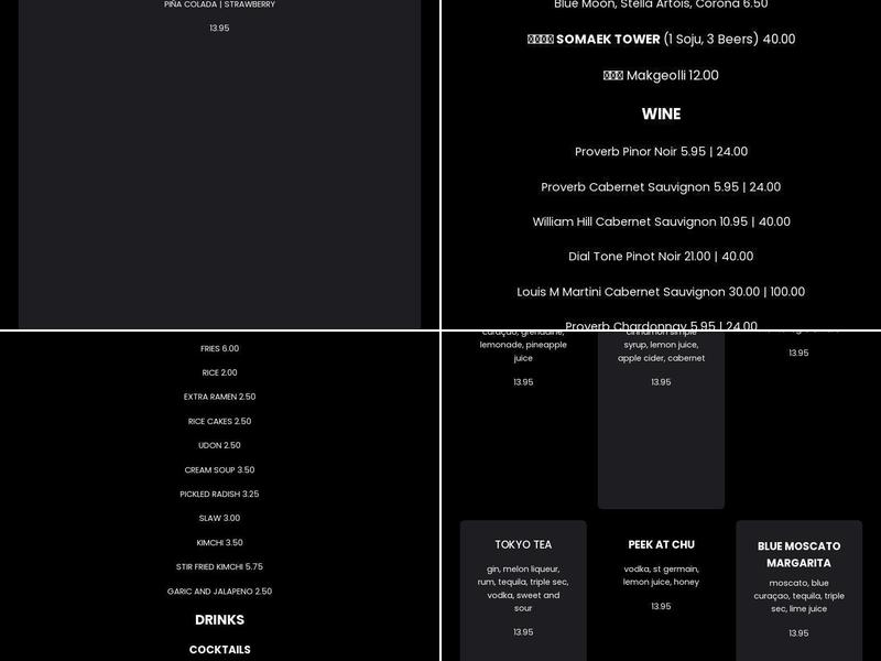 JMT Kitchen and Bar Menu