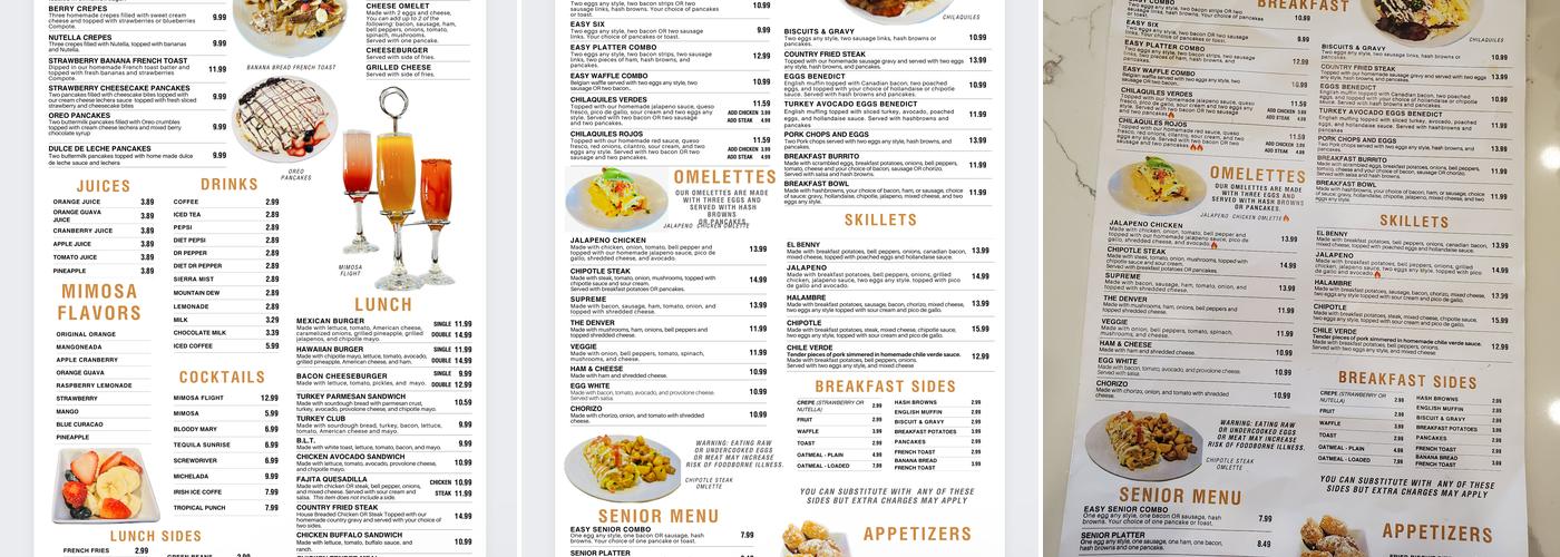 The Easy Egg Breakfast & Lunch Menu