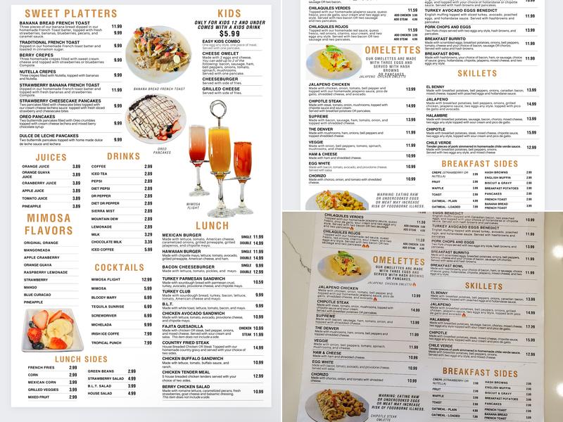 The Easy Egg Breakfast & Lunch Menu