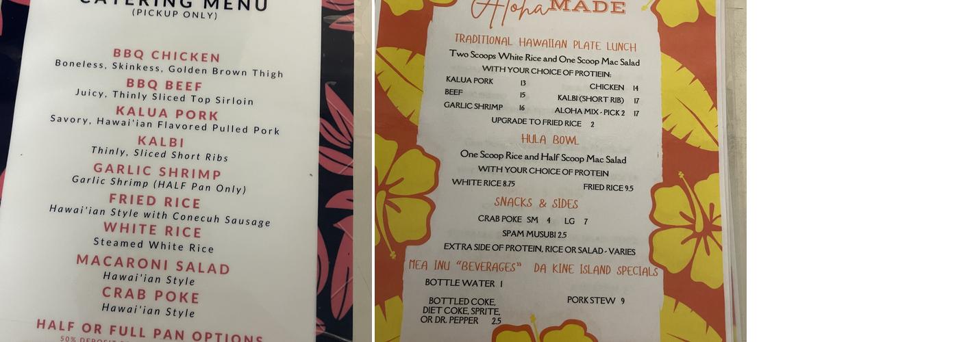 Aloha Made BBQ Menu