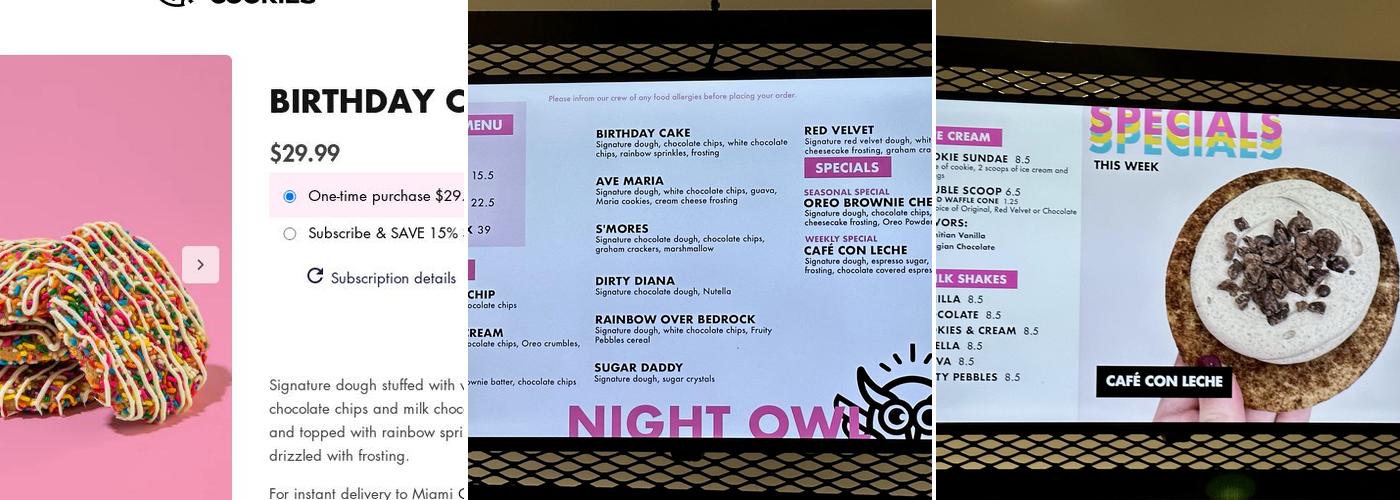 Night Owl Cookies Menu