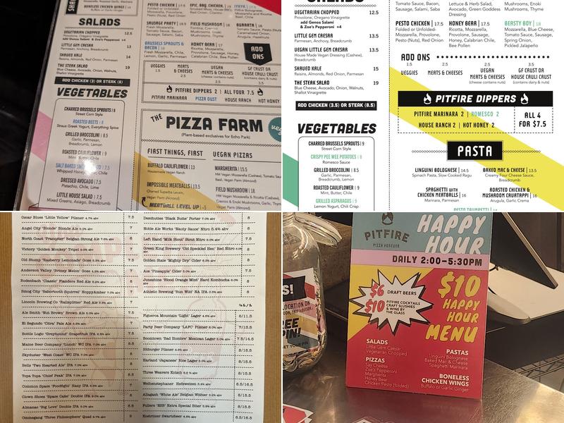 Pitfire Pizza Echo Park Menu