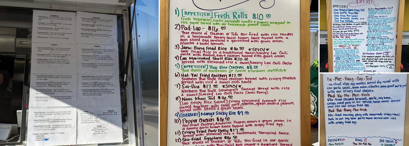 Zaap Der Thai-Lao Kitchen Menu