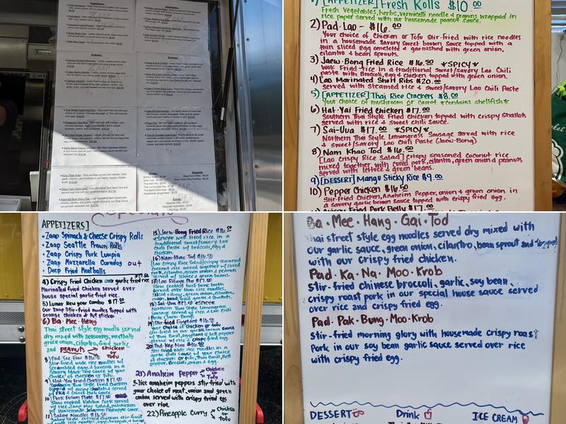 Zaap Der Thai-Lao Kitchen Menu