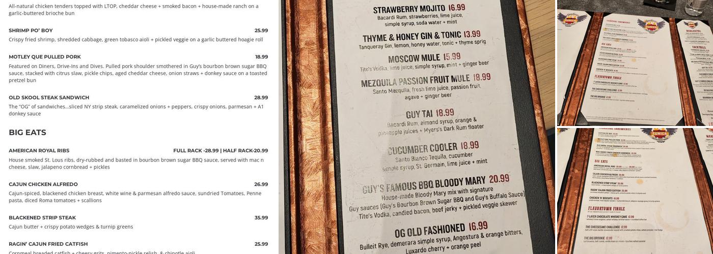 Guy Fieri's Tunica Kitchen + Bar Menu