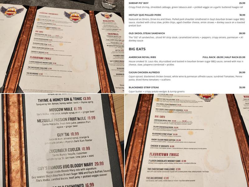 Guy Fieri's Tunica Kitchen + Bar Menu