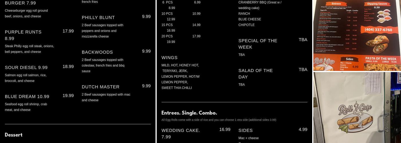 Roll 1 Cafe Menu