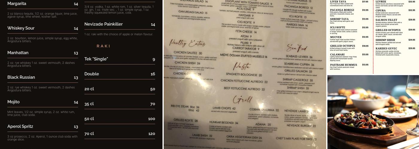 Nevizade Kitchen + Bar Menu