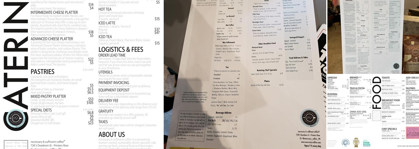 necessary & sufficient coffee - Printers Row Menu